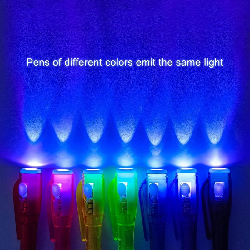 EODVICS Invisible Ink Pens, Upgraded Spy Invisible Ink Pen with UV Light Magic Marker for Secret Message and Kids Christmas Goodies Bags Toy (7pcs) - Image 2